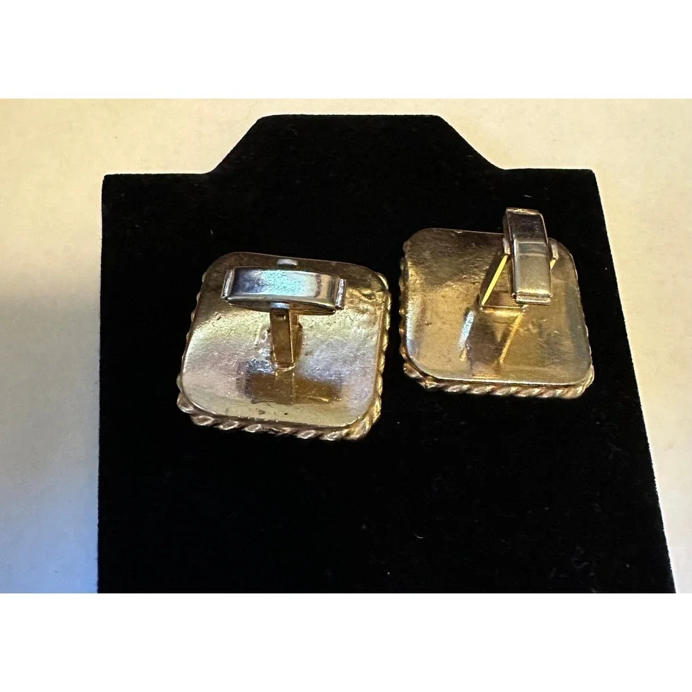Vintage MCM Egyptian Revival Glass Cuff Links